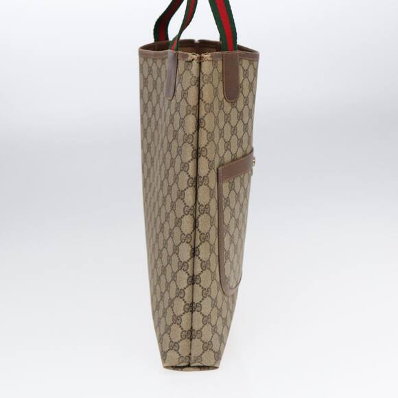 GUCCI GG Supreme Web Sherry Line Tote Bag Pvc Beige 001 080 494 - Picture 3 of 16